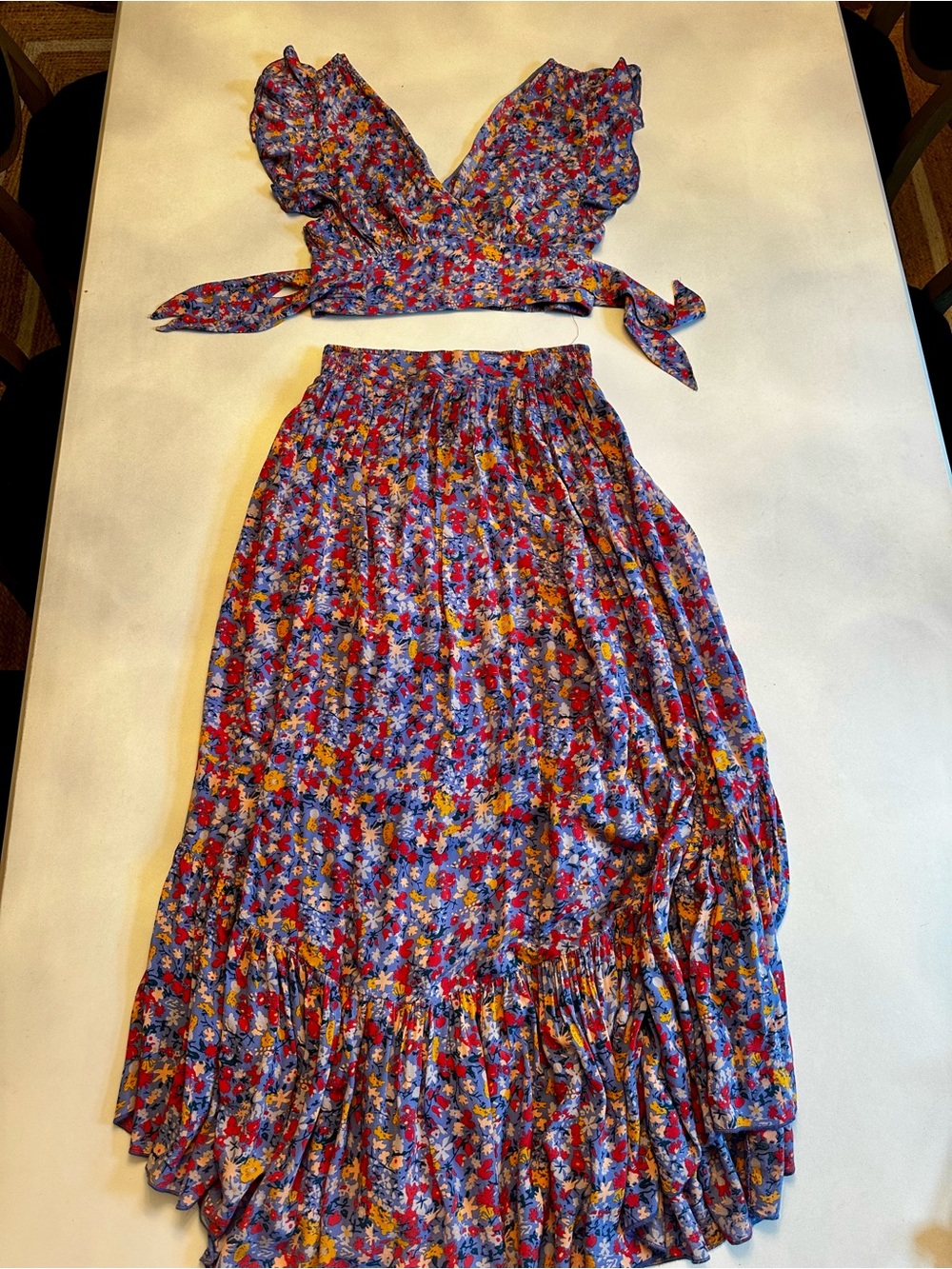 Free People Purple Multi Floral Skirt Set
